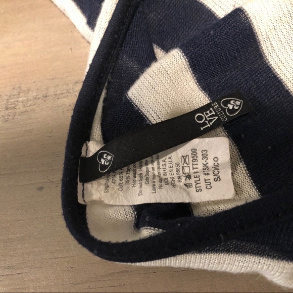 SOLD! Love Culture Navy Blue Stripped Crop Top - Picture 3 of 3